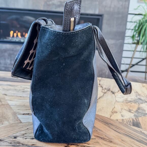 Kate Spade New York, Spencer Court Archie Tote, Black Pebbled Leather & Suede - Picture 10 of 12